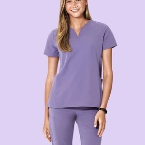 Mandala Hyacinth (purple/lavender) curved V-neck top